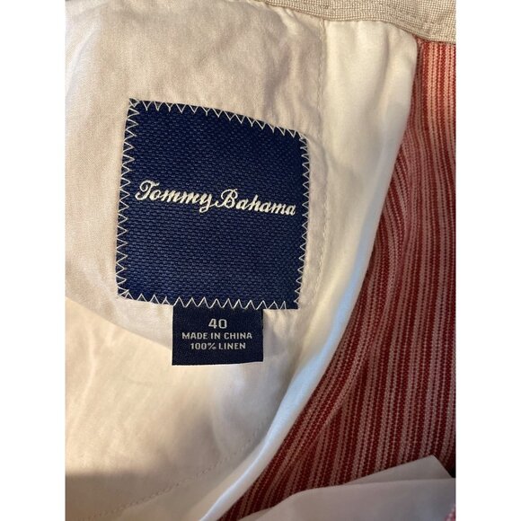 Tommy Bahama Red White Vertical Striped Mens Linen Shorts Sz 40 - Picture 9 of 10